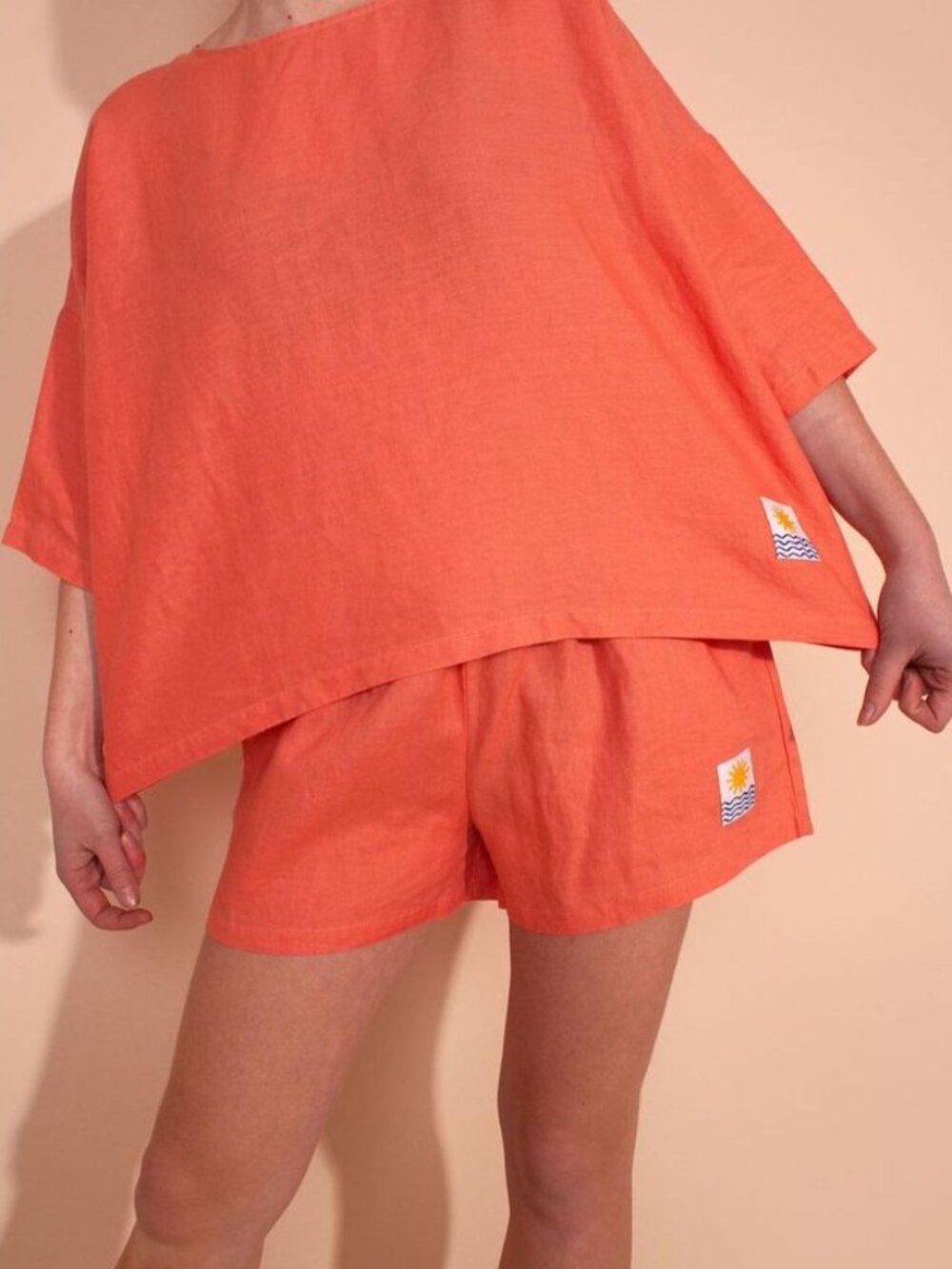 LF Markey Basic Linen Top in Coral